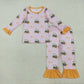 Baby Boy Girl Long Sleeves Pumpkins Tractors Sibling Thanksgiving Pajamas Romper Set RTS
