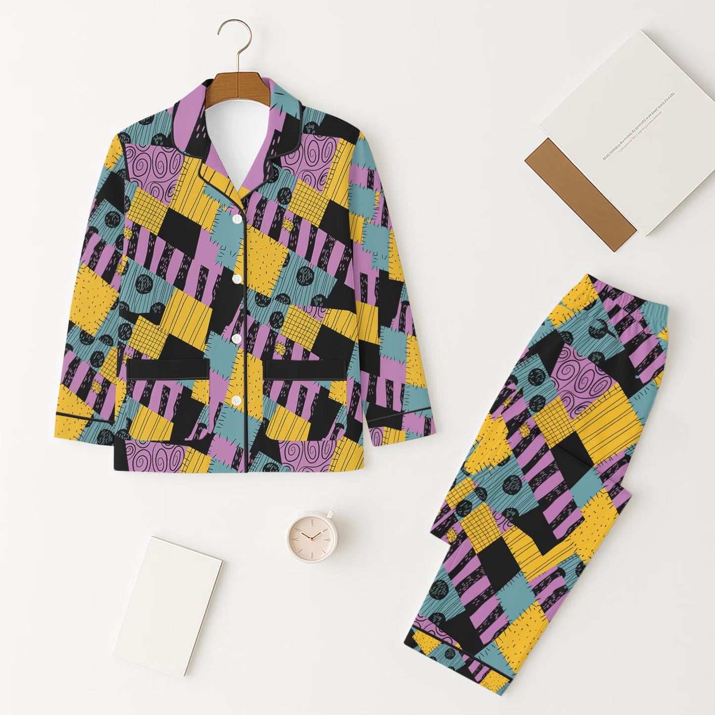 ( Moq 5 ) Preorder Baby Girl Long Sleeves Halloween Purple Orange Buttons Tops Pants Pajamas Clothes Set