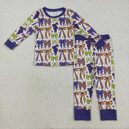 Baby Girl Long Sleeves Halloween Bows Stars Sibling Zipper Romper Set Pajamas RTS