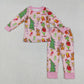 Boys Girls Kids Green Face Christmas Zipper Footie Romper Pajamas Set Sibling Clothes RTS