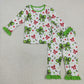 Baby Girl Long Sleeves Green Bows Candy Christmas Pajamas Sibling Romper Set Clothes RTS