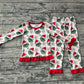 Baby Girl Long Sleeves Green Face Flower Christmas Shirt Pants Pajamas Set RTS