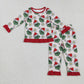 Kids Girls Long Sleeves Green Face Flower Christmas Sibling Pajamas Footie Romper Dress Set RTS