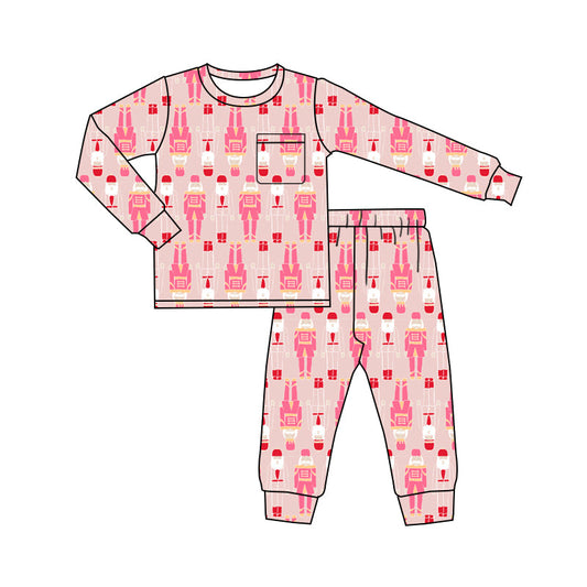 ( Moq 5 ) Preorder Baby Girl Toddler Long Sleeves Soldier Shirt Pants Christmas Pajamas Set
