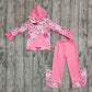 Baby Girl Long Sleeves Merry Christmas Pocket Hoodie Shirt Pink Pants Set RTS