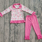 Baby Girl Long Sleeves Santa Cookies Zipper Shirt Pink Pants Christmas Set RTS