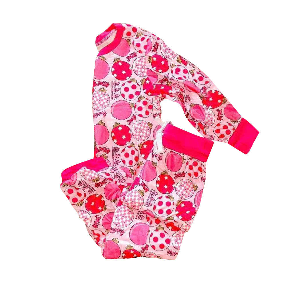 ( Moq 5 ) Preorder Kids Girls Long Sleeves Christmas Lights Shirt Pants Pajamas Clothes Set