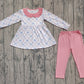 Girls Kids Long Sleeves Bows Floral Tunic Pink Pants Clothes Set RTS