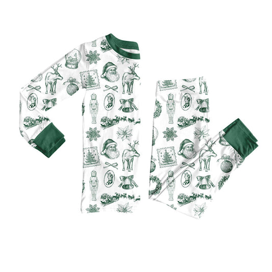 ( Moq 5 ) Preorder Boys Kids Christmas Santa Soldier Shirt Pants Pajamas Clothes Green Set