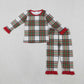 Sibling Boys Girls Kids Christmas Long Sleeves Plaid Shirt Pants Pajamas Clothes Set RTS