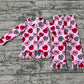 Girls Kids Hearts Buttons Shirt Pants Valentine's Day Pajamas Clothes Set RTS