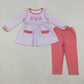 Sibling Baby Girls Long Sleeves Embroidery Hearts Tunic Leggings Pants Valentine Sets RTS