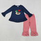 Sibling Boys Girls Kids Embroidery Duck Heart Tops Plaid Pants Valentine's Day Clothes Sets RTS