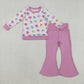 Sibling Baby Girls Kids Long Sleeves Hearts Tops Bell Pants Valentine Clothes Sets RTS