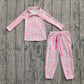 Baby Girls Kids Long Sleeves Pink Flower Zipper Pockets Tops Pants Yoga Clothes Set RTS