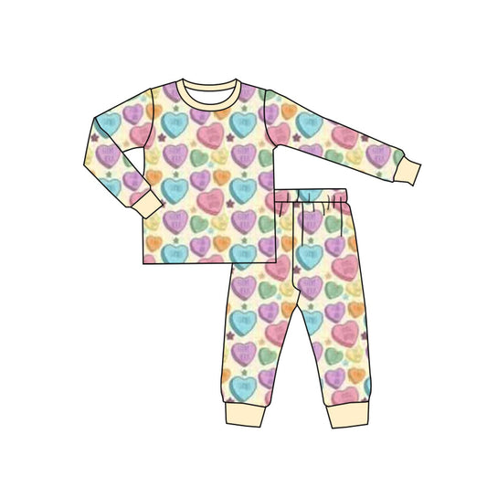 ( Moq 5 ) Preorder Girls Kids Long Sleeves Hearts Stars Shirt Pants Pajamas Valentine Outfit