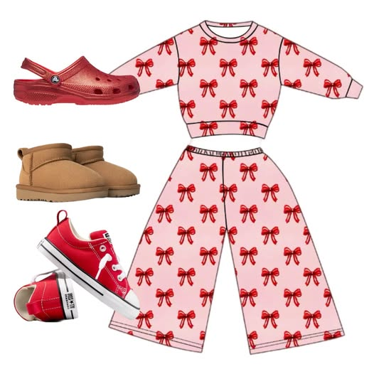 ( Moq 5 ) Preorder Baby Girls Kids Long Sleeves Red Bows Tops Pants Clothes Set