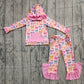 Baby Girls Long Sleeves Bows Hoodie Pullover Ruffle Pockets Pants Clothes Set RTS