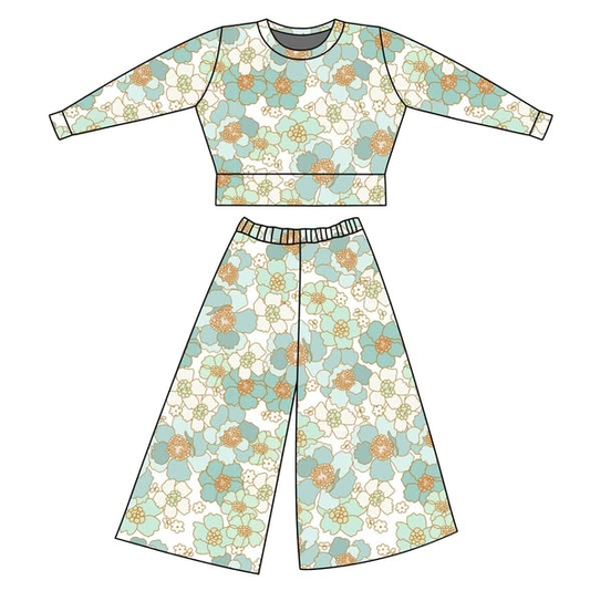 ( Moq 5 ) Preorder Baby Girls Long Sleeves Tops Pants Flower Clothes Set