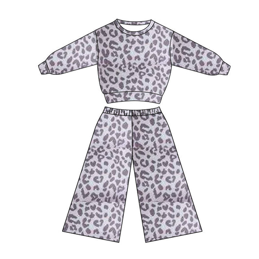 ( Moq 5 ) Preorder Baby Girls Long Sleeves Leopard Tops Pants Clothes Set