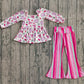 Baby Girls Long Sleeves Hearts Bows Tops Stripes Pants Valentine Clothes Set RTS