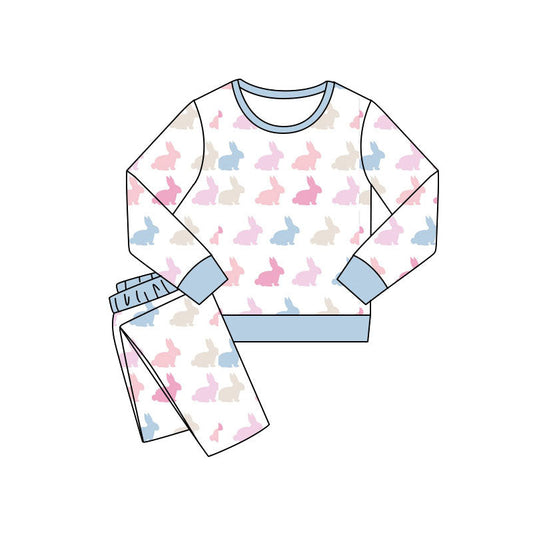 ( Moq 5 ) Preorder Baby Kids Toddler Long Sleeves Rabbits Shirt Pants Easter Pajamas Set