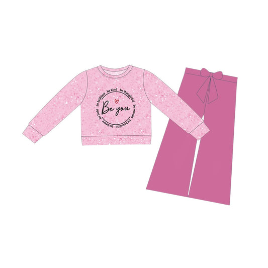 ( Moq 5 ) Preorder Baby Girls Be You Hearts Shirt Pink Pants Valentines Clothes Set