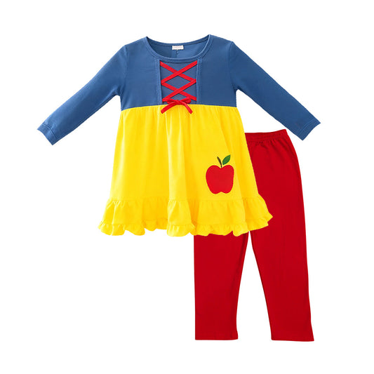 ( Moq 5 ) Preorder Baby Girls Long Sleeves Apple Tunic Red Leggings Back to School Clothes Set