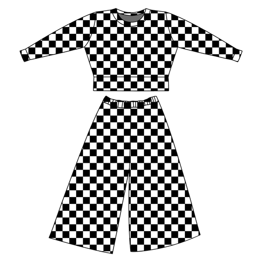 ( Moq 5 ) Preorder Baby Girls Toddler Long Sleeves Black Checked Tops Pants Clothes Set