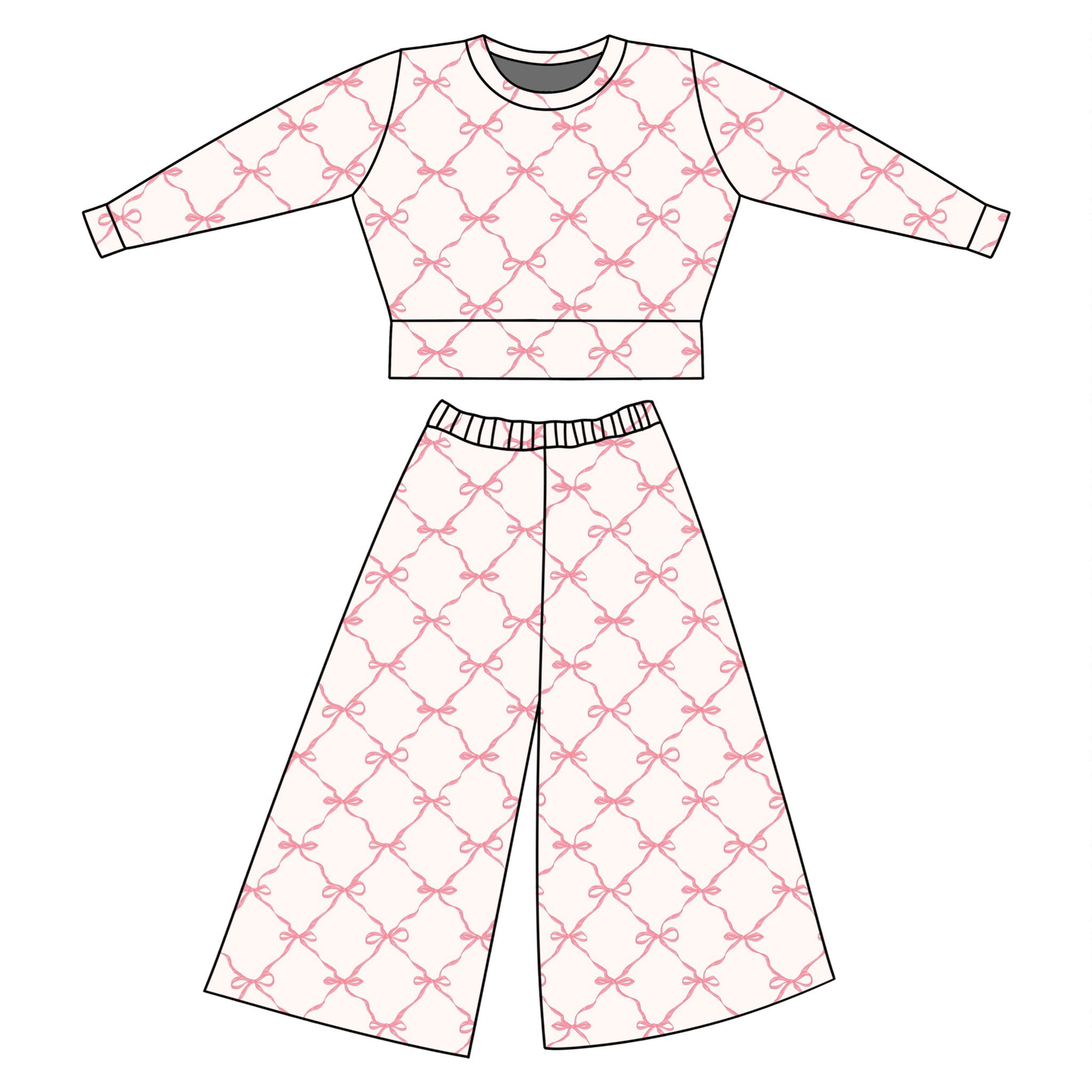 ( Moq 5 ) Preorder Baby Girls Toddler Long Sleeves Bows Tops Bell Pants Clothes Set