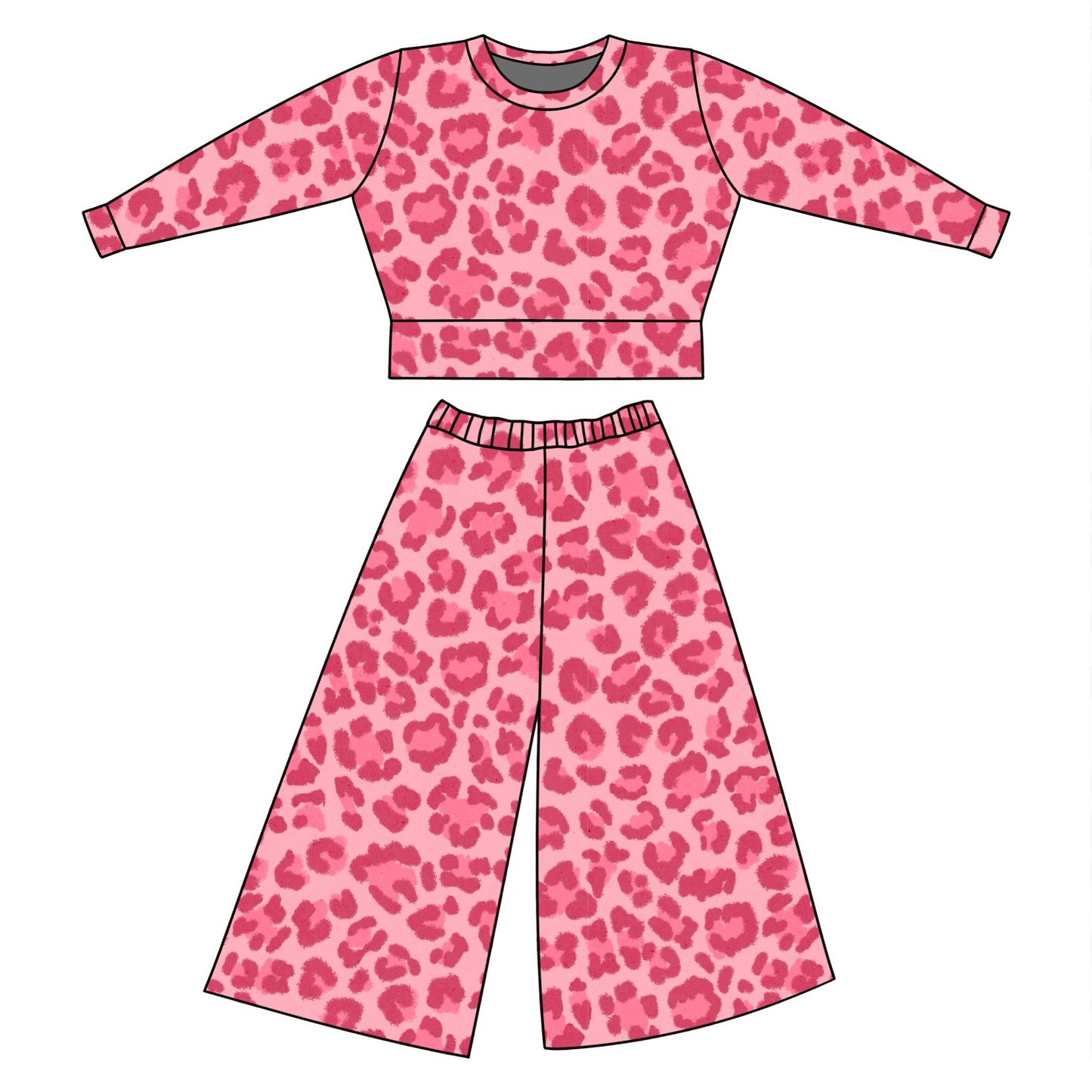 ( Moq 5 ) Preorder Baby Girls Toddler Long Sleeves Pink Leopard Tops Pants Clothes Set