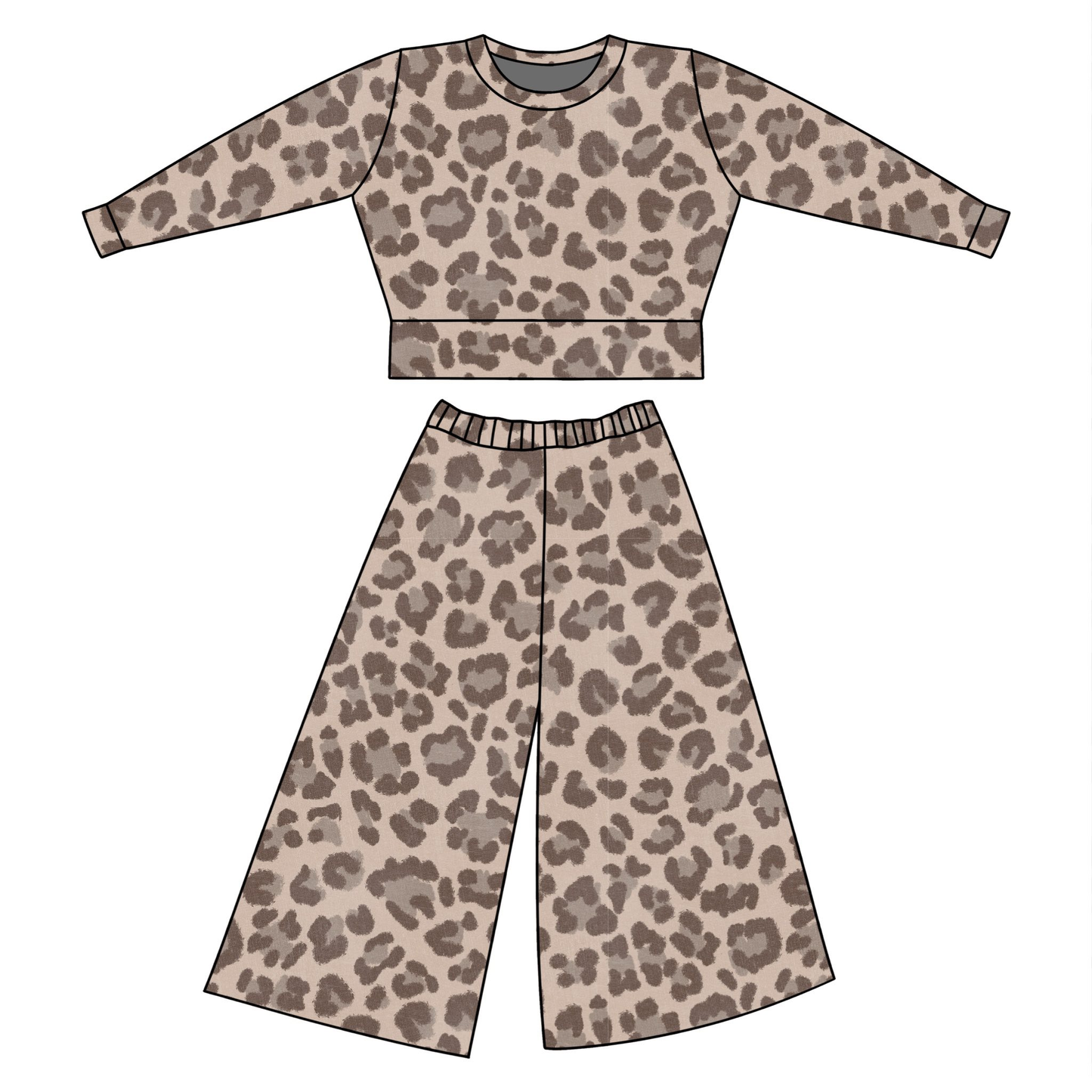 ( Moq 5 ) Preorder Baby Girls Toddler Long Sleeves Leopard Tops Pants Brown Clothes Set