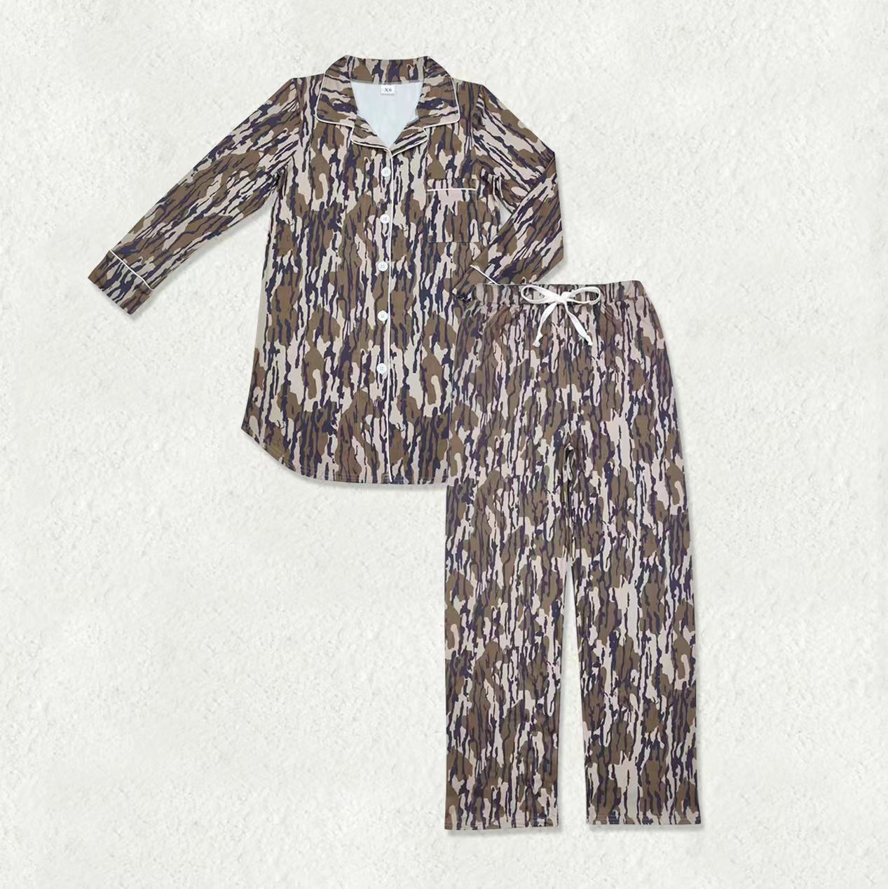 Sibling Adult Women Long Sleeves Camo Buttons Shirts Pants Pajamas Clothes Sets RTS