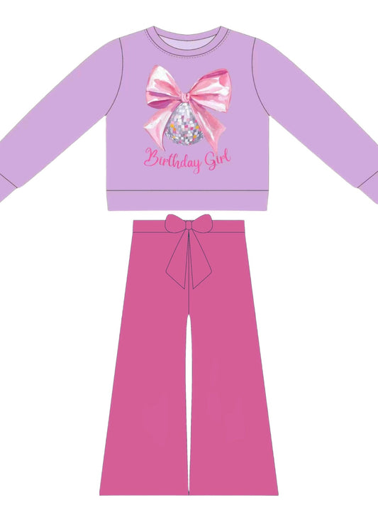 ( Moq 5 ) Preorder Baby Kids Toddler Long Sleeves Birthday Girls Bow Shirt Pants Clothes Set