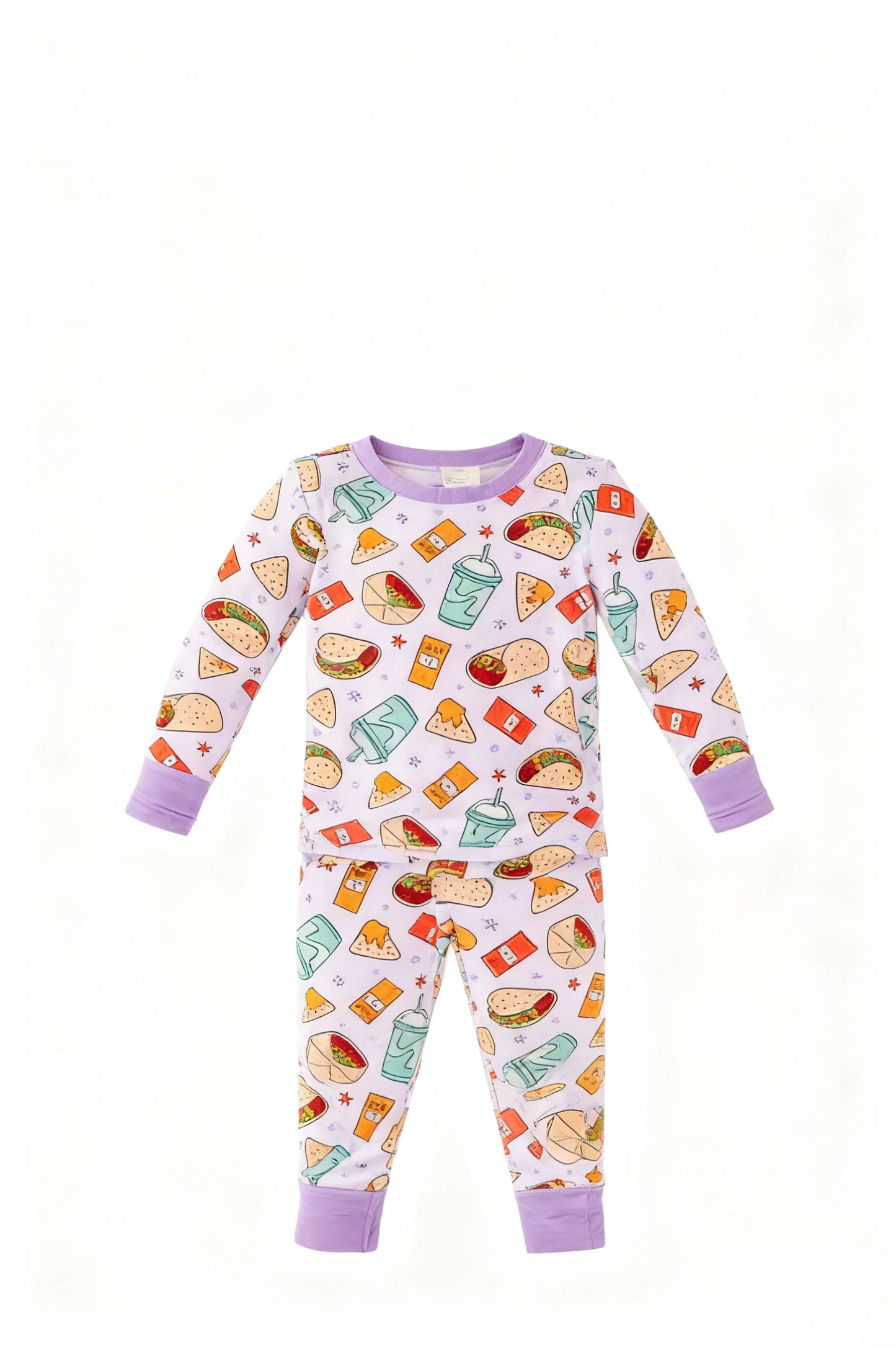 ( Moq 5 ) Preorder Baby Girls Long Sleeves Food Print Shirt Pants Pajamas Set