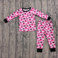Baby Girls Pumpkins Bows Shirt Pants Set Fall Pajamas Pink Clothes RTS