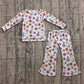 Baby Girls Kids Flower Goose Ghosts Pumpkins Shirt Bell Pants Halloween Set Clothes RTS