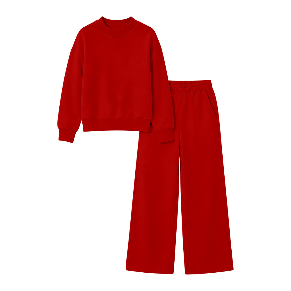 ( Moq 5 ) Preorder Adult Women Long Sleeves Red Shirt Pockets Pants Cotton Set Clothes