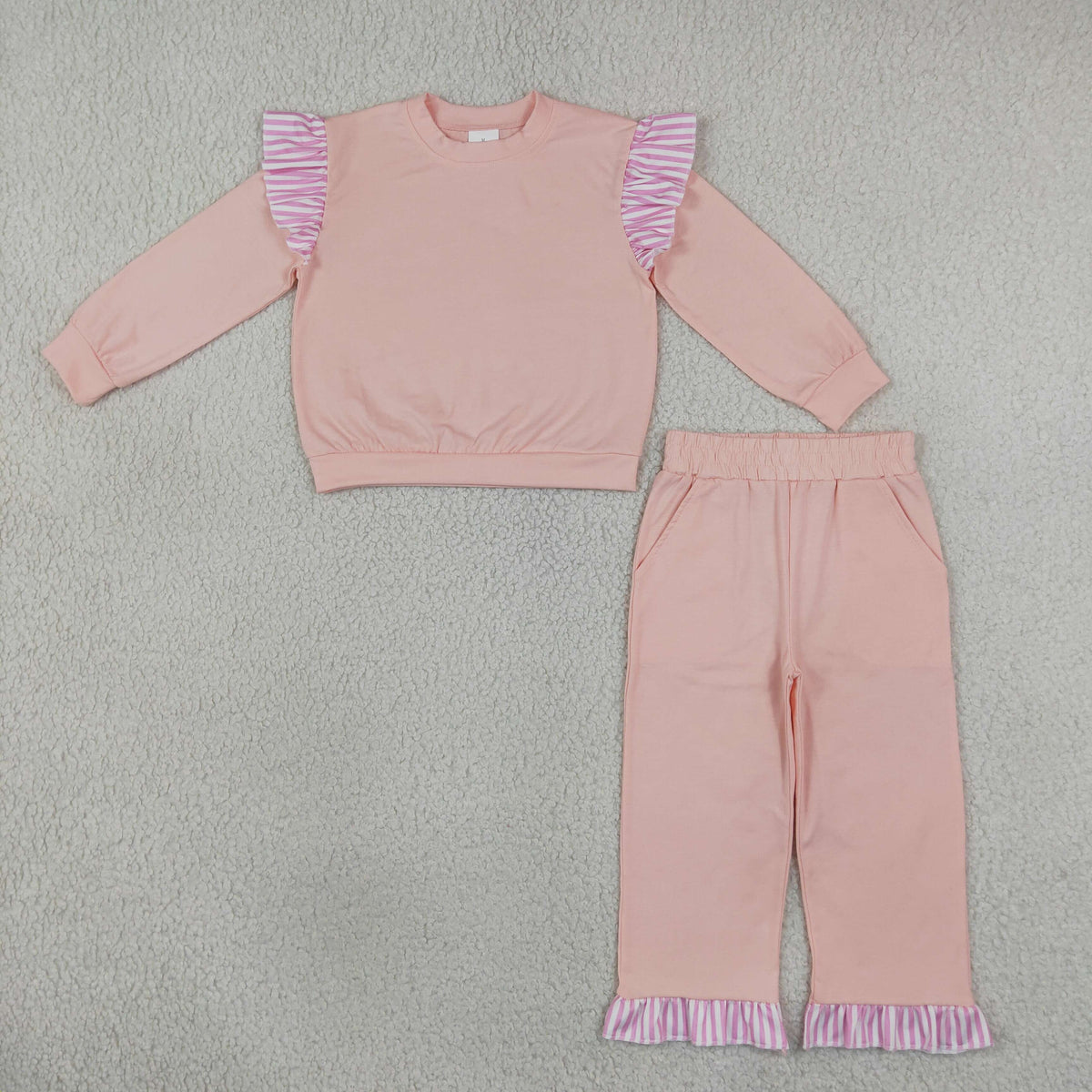 Sibling Baby Girls Long Sleeves Shirts Pockets Shorts Pants Ruffle Sets Cotton Clothes RTS