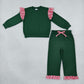 Sibling Baby Girls Long Sleeves Shirts Pockets Shorts Pants Ruffle Sets Cotton Clothes RTS