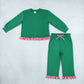 Sibling Baby Girls Kids Long Sleeves Ruffle Shirts Pockets Pants Sets Clothes RTS