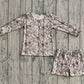 Baby Girls Long Sleeves Leaves Shirt Pockets Shorts Camo Clothes Set RTS