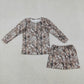 Sibling Baby Girls Kids Long Sleeves Camo Plaid Shirts Shorts Pajamas Sets Clothes RTS
