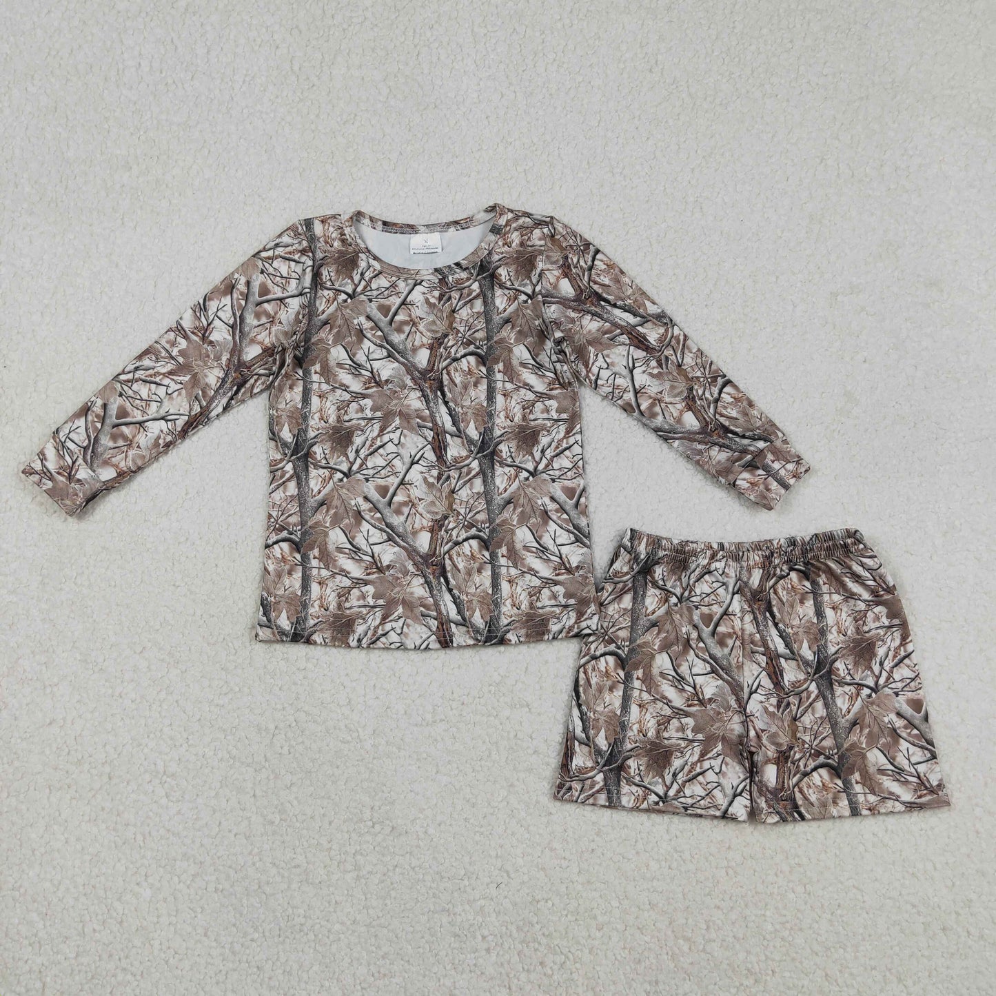 Sibling Baby Girls Kids Long Sleeves Camo Plaid Shirts Shorts Pajamas Sets Clothes RTS