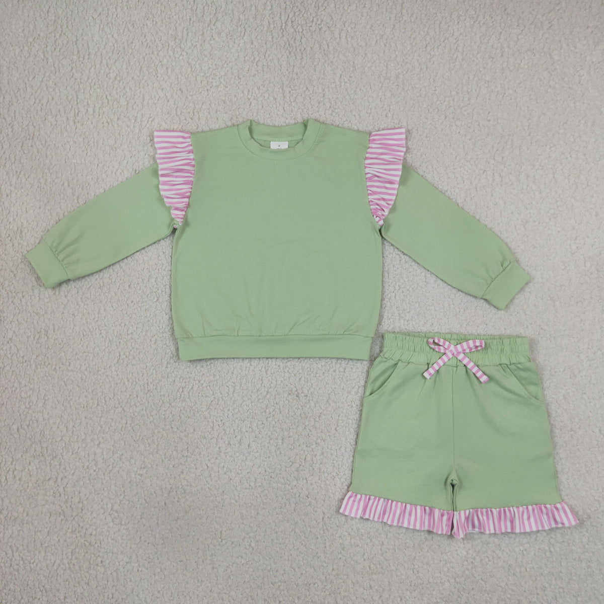 Sibling Baby Girls Long Sleeves Shirts Pockets Shorts Pants Ruffle Sets Cotton Clothes RTS