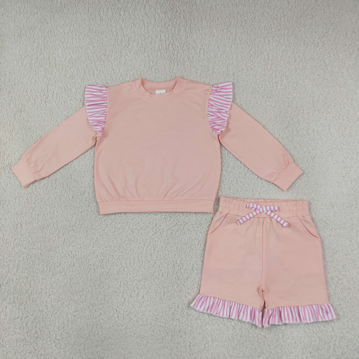 Sibling Baby Girls Long Sleeves Shirts Pockets Shorts Pants Ruffle Sets Cotton Clothes RTS
