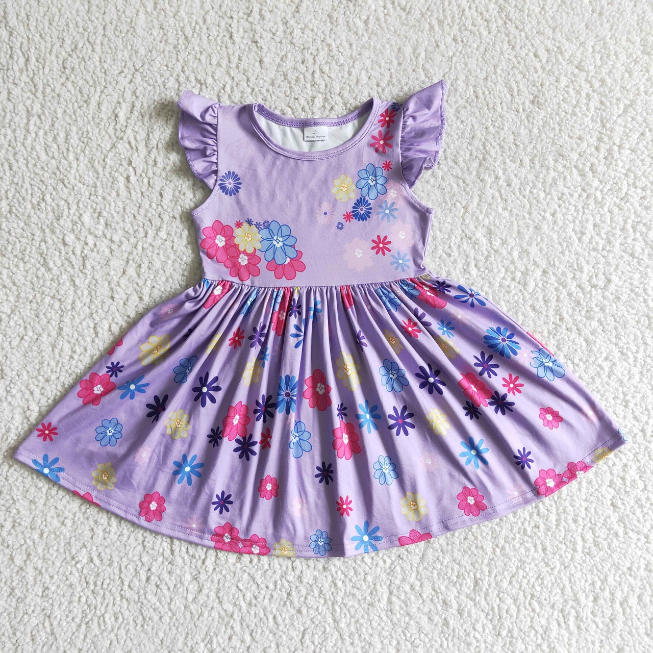 Promotion GSD0003 Baby Girl Summer Purple Floral Twirl Dress