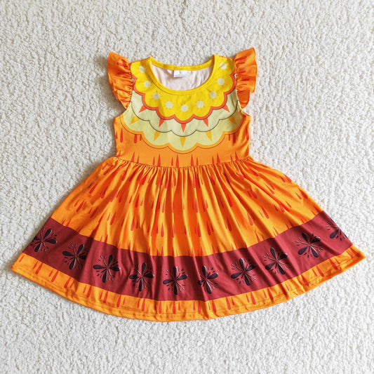 Promotion GSD0006 Baby Girl Summer Orange Twirl Dress