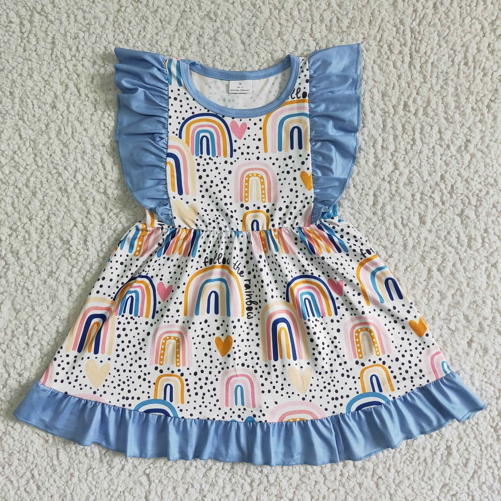 Promotion GSD0016 Baby Girl Summer Rainbow Dress