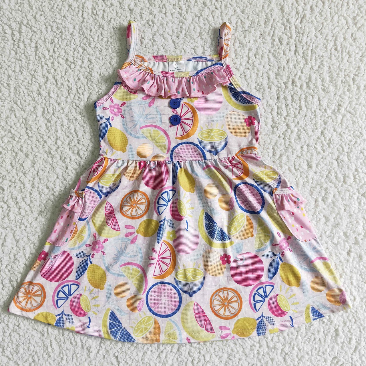 Promotion Baby Girl Lemon Pocket Dress